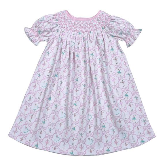 Baby Loren Girls White Smocked Honey Pooh Bear Dress main image 1